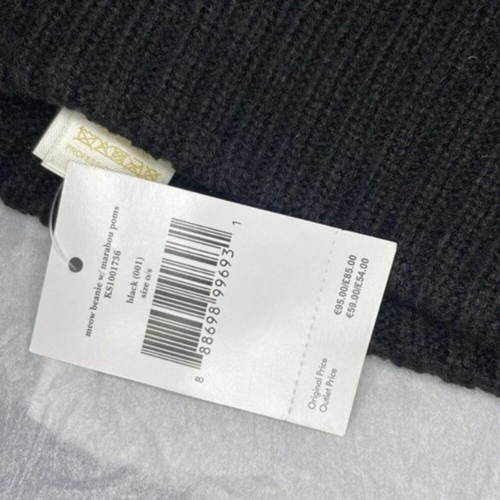 Kate Spade New York meow marabou pompom beanie black - Picture 5 of 7